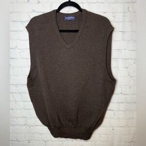 Austin Reed London size XL 100% merino wool brown v-neck pullover vest